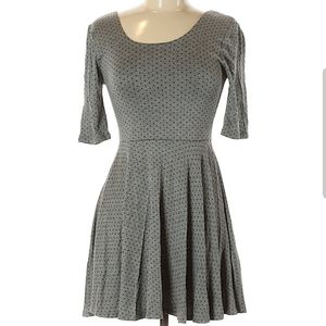 Grey Mini Skater Dress with Black Polka Dots